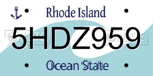 5HDZ959 Rhode Island License Plate