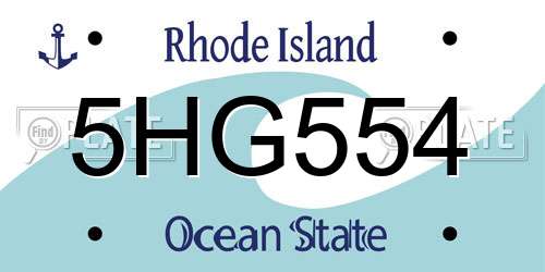 5HG554 Rhode Island License Plate