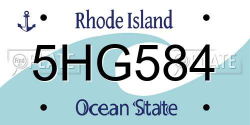 5HG584 Rhode Island License Plate