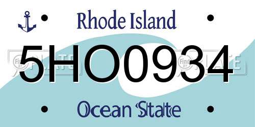 5HO0934 Rhode Island License Plate