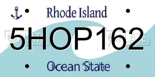 5HOP162 Rhode Island License Plate
