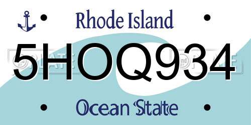 5HOQ934 Rhode Island License Plate