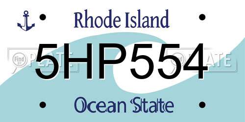 5HP554 Rhode Island License Plate