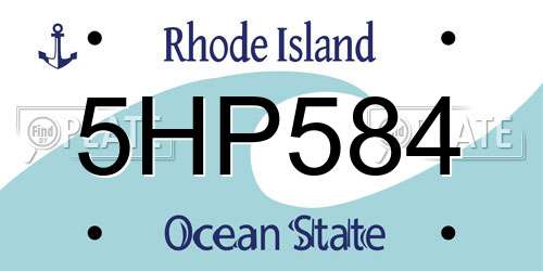 5HP584 Rhode Island License Plate