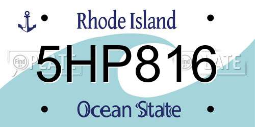 5HP816 Rhode Island License Plate