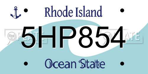 5HP854 Rhode Island License Plate