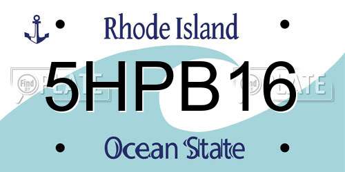 5HPB16 Rhode Island License Plate