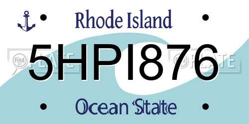 5HPI876 Rhode Island License Plate