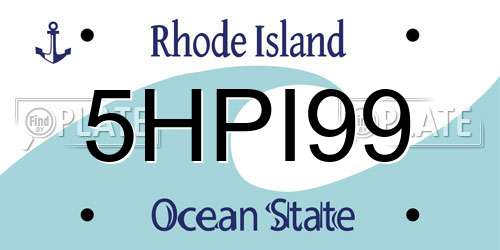 5HPI99 Rhode Island License Plate