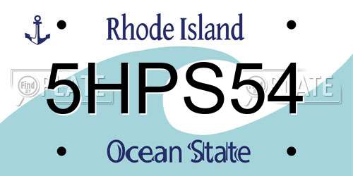 5HPS54 Rhode Island License Plate