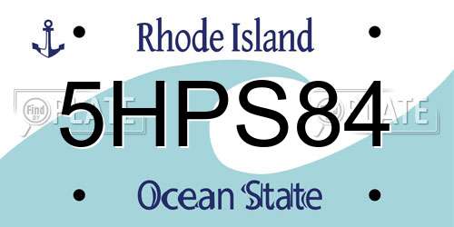 5HPS84 Rhode Island License Plate