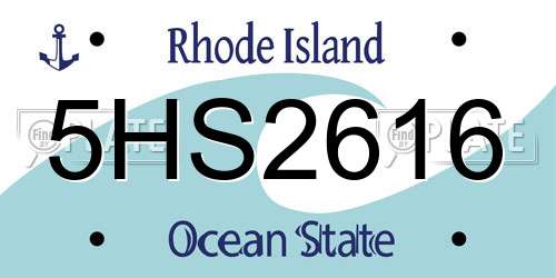 5HS2616 Rhode Island License Plate