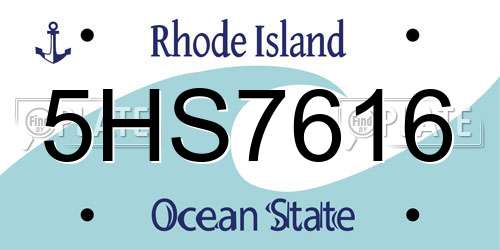 5HS7616 Rhode Island License Plate