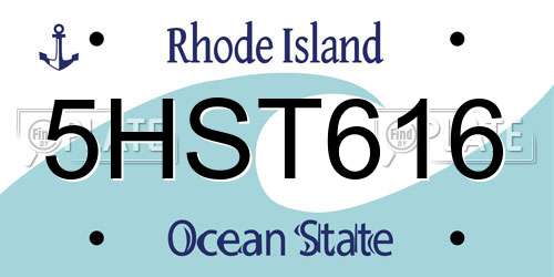 5HST616 Rhode Island License Plate