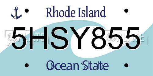5HSY855 Rhode Island License Plate