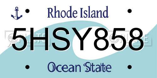5HSY858 Rhode Island License Plate