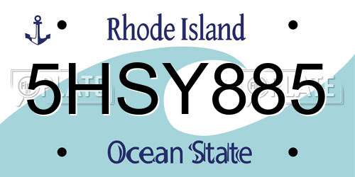 5HSY885 Rhode Island License Plate