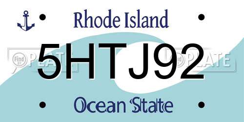 5HTJ92 Rhode Island License Plate