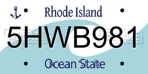 5HWB981 Rhode Island License Plate