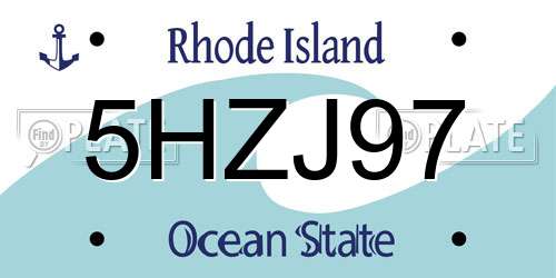 5HZJ97 Rhode Island License Plate