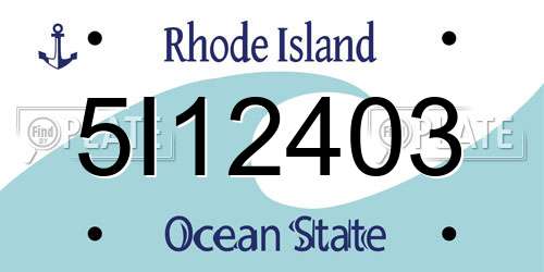 5I12403 Rhode Island License Plate