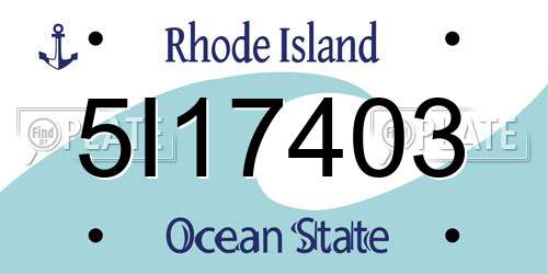 5I17403 Rhode Island License Plate