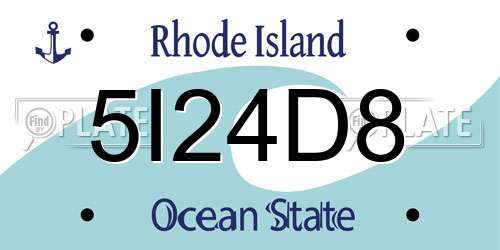 5I24D8 Rhode Island License Plate