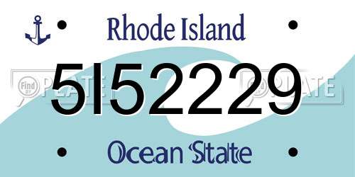 5I52229 Rhode Island License Plate