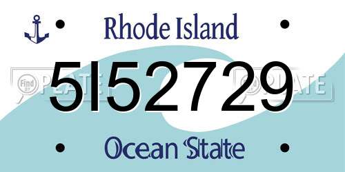 5I52729 Rhode Island License Plate