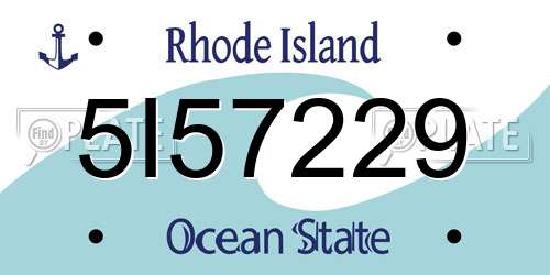 5I57229 Rhode Island License Plate
