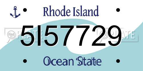 5I57729 Rhode Island License Plate
