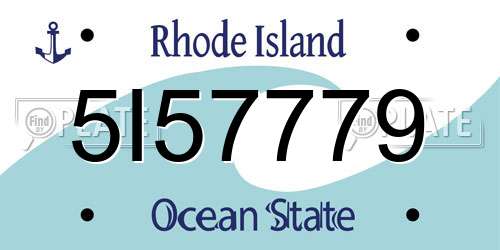5I57779 Rhode Island License Plate