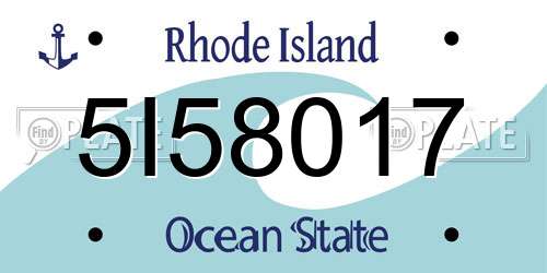 5I58017 Rhode Island License Plate