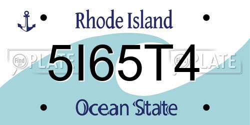 5I65T4 Rhode Island License Plate