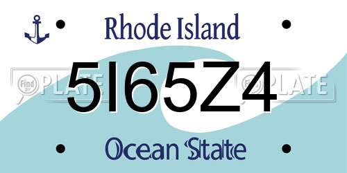 5I65Z4 Rhode Island License Plate