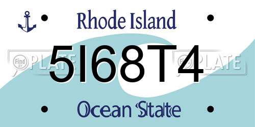5I68T4 Rhode Island License Plate