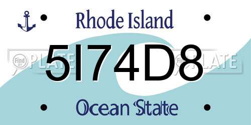 5I74D8 Rhode Island License Plate