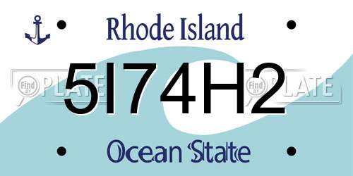 5I74H2 Rhode Island License Plate