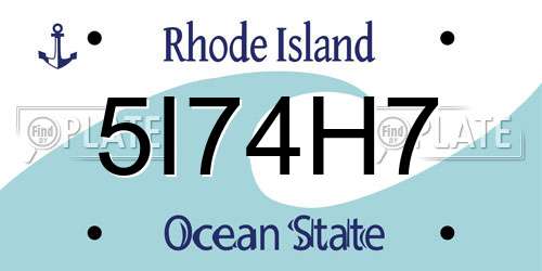 5I74H7 Rhode Island License Plate