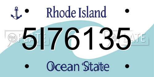 5I76135 Rhode Island License Plate