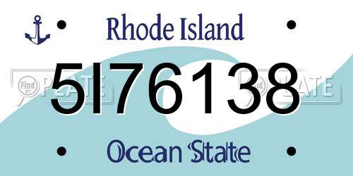 5I76138 Rhode Island License Plate