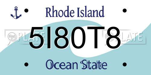 5I80T8 Rhode Island License Plate