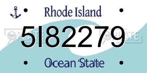 5I82279 Rhode Island License Plate