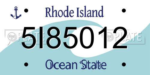 5I85012 Rhode Island License Plate