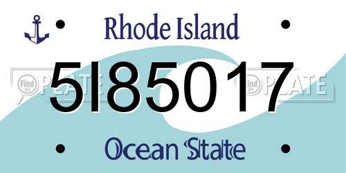 5I85017 Rhode Island License Plate