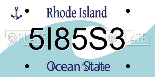 5I85S3 Rhode Island License Plate