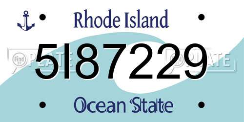 5I87229 Rhode Island License Plate