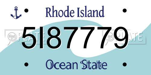 5I87779 Rhode Island License Plate