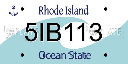 5IB113 Rhode Island License Plate