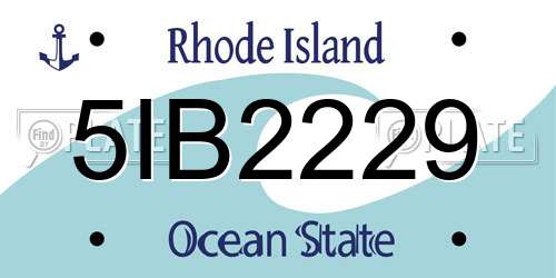 5IB2229 Rhode Island License Plate